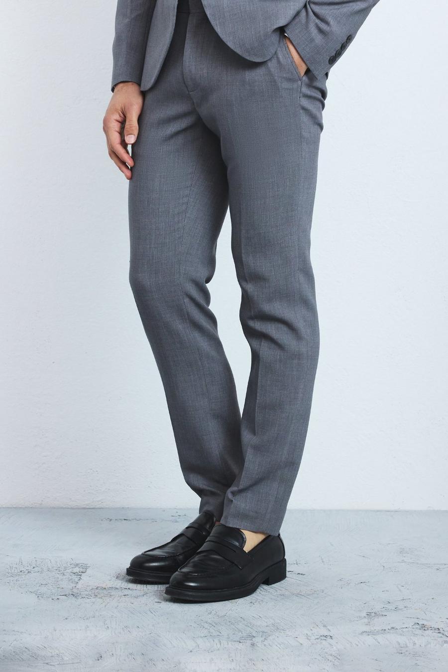 Pantalon slim habillé à taille fixe, Charcoal image number 1