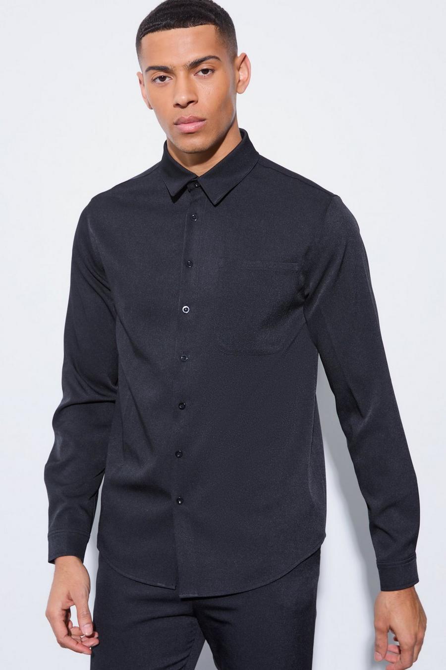 Black Getailleerd Regular Fit Overhemd