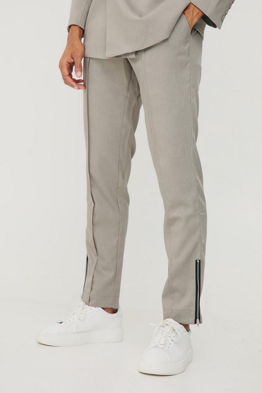 Grey Slim Fixed Waist Tailored Trouser image number 1