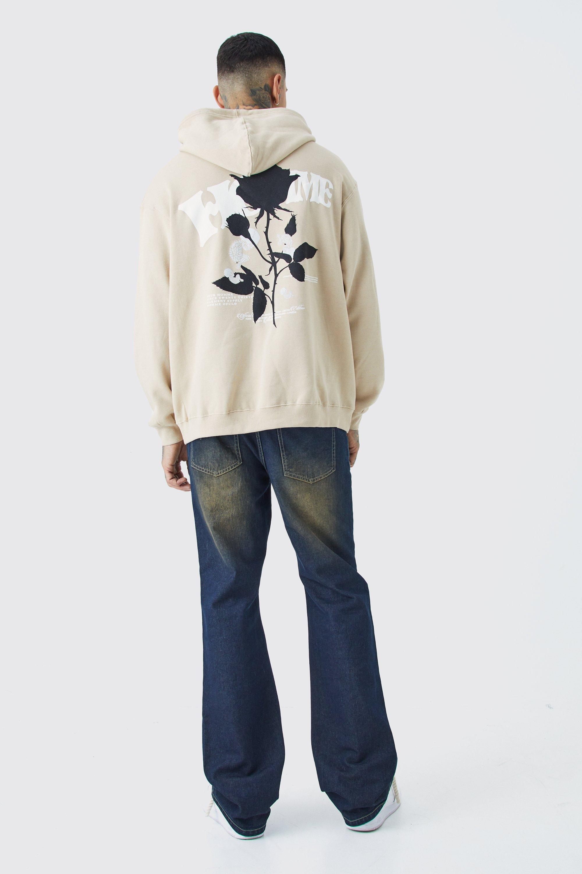 Tall Oversized Homme Rose Graphic Sweatshirt