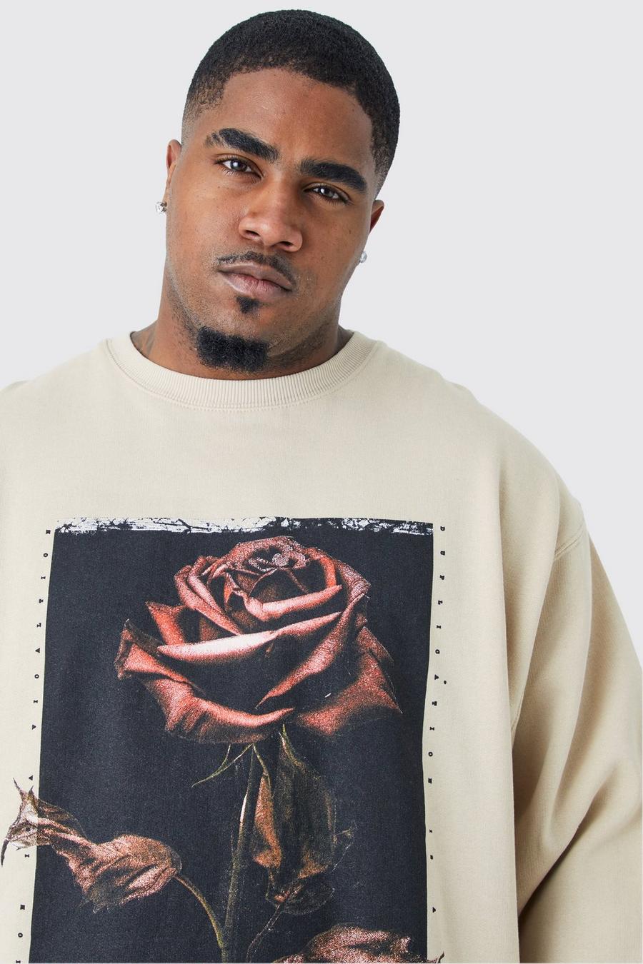 Sand Plus Oversized Rose Graphic Sweat image number 1