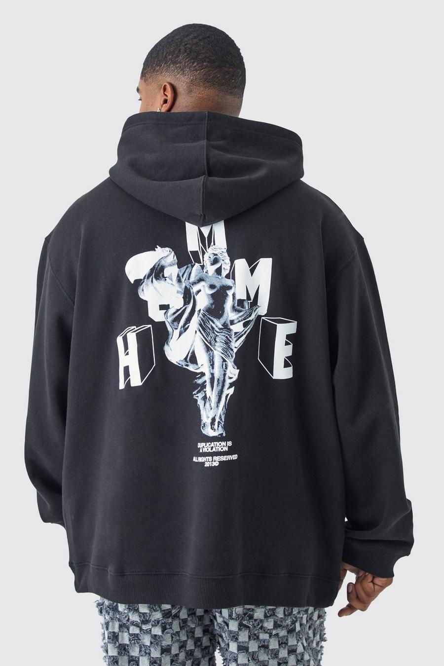 Black Plus Oversized Homme Statue Graphic Hoodie image number 1