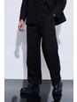 Black Wool Look Wide Fit Tailored Trousers