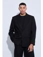 Oversize Blazer aus Wolle mit Träger-Detail, Black