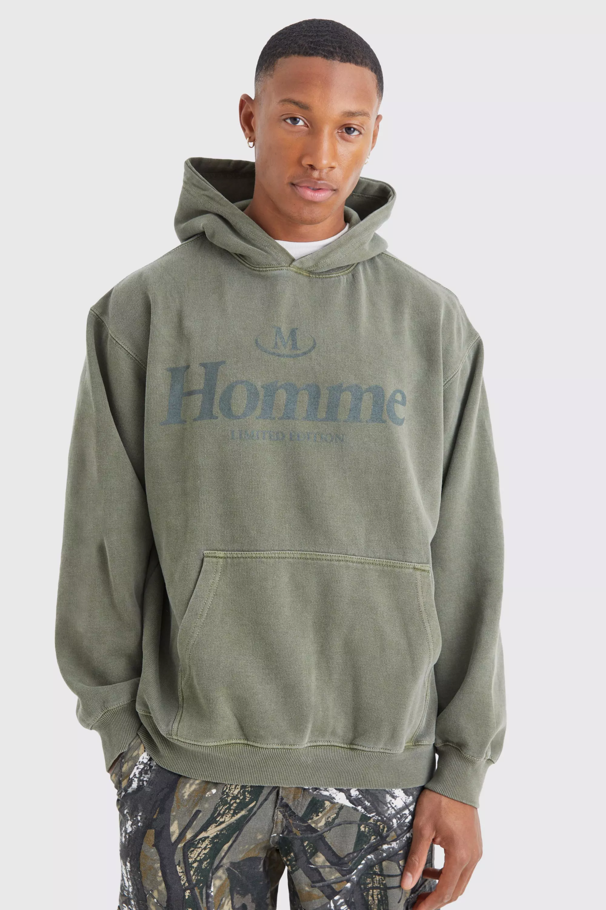 Oversized Overdye Homme Graphic Hoodie