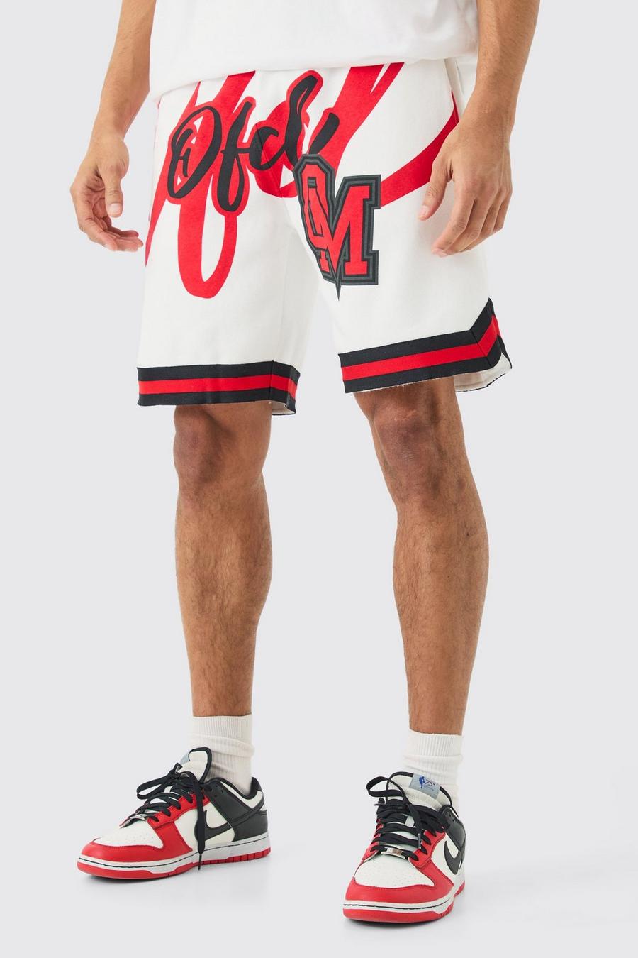 White Oversized Official Basketbal Shorts image number 1