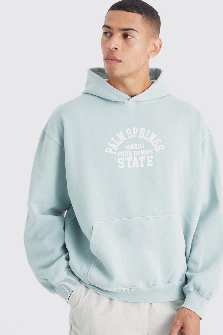 Sage Oversized Overdye Graphic Hoodie