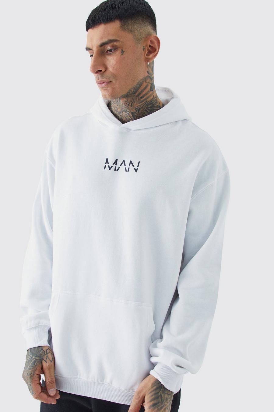 Sudadera Tall oversize con capucha y letras MAN, White image number 1