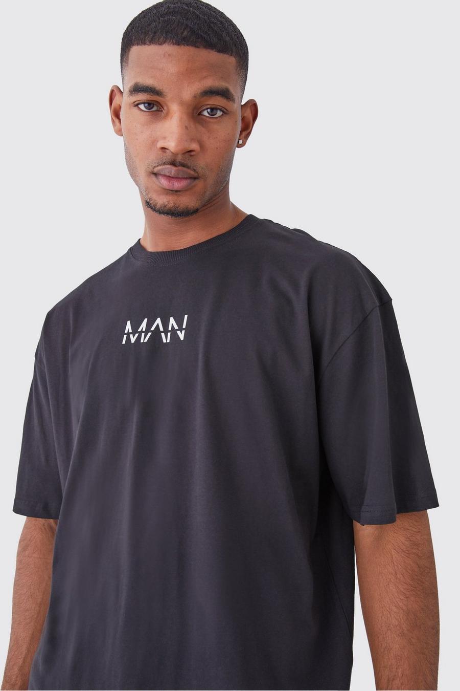 Camiseta Tall oversize con letras MAN, Black image number 1