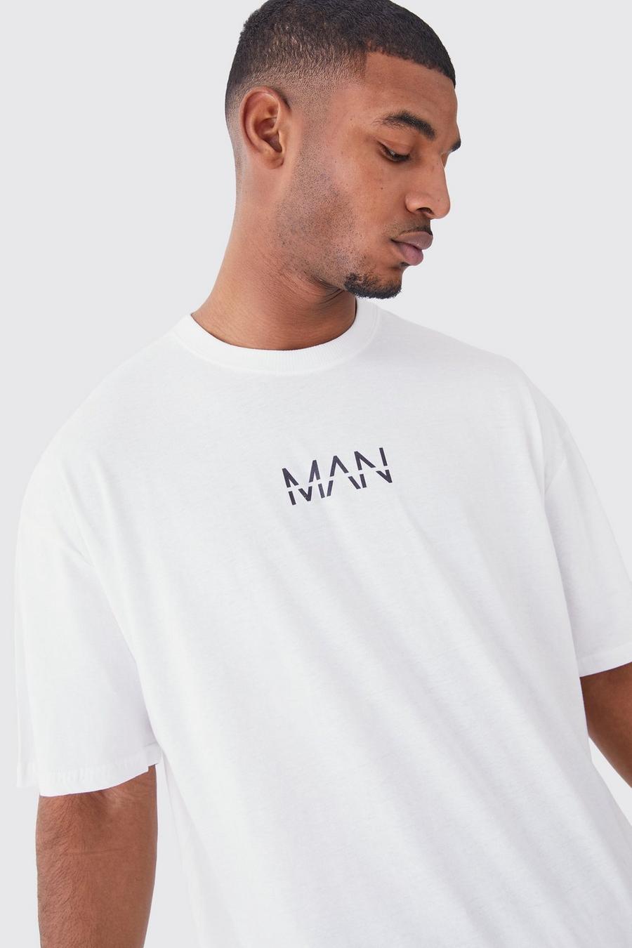 Camiseta Tall oversize con letras MAN, White image number 1