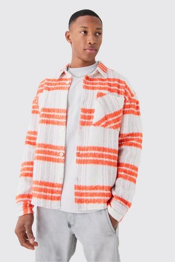 Orange Extreme Heavy Brushed Flannel Boxy Shirt Jacket