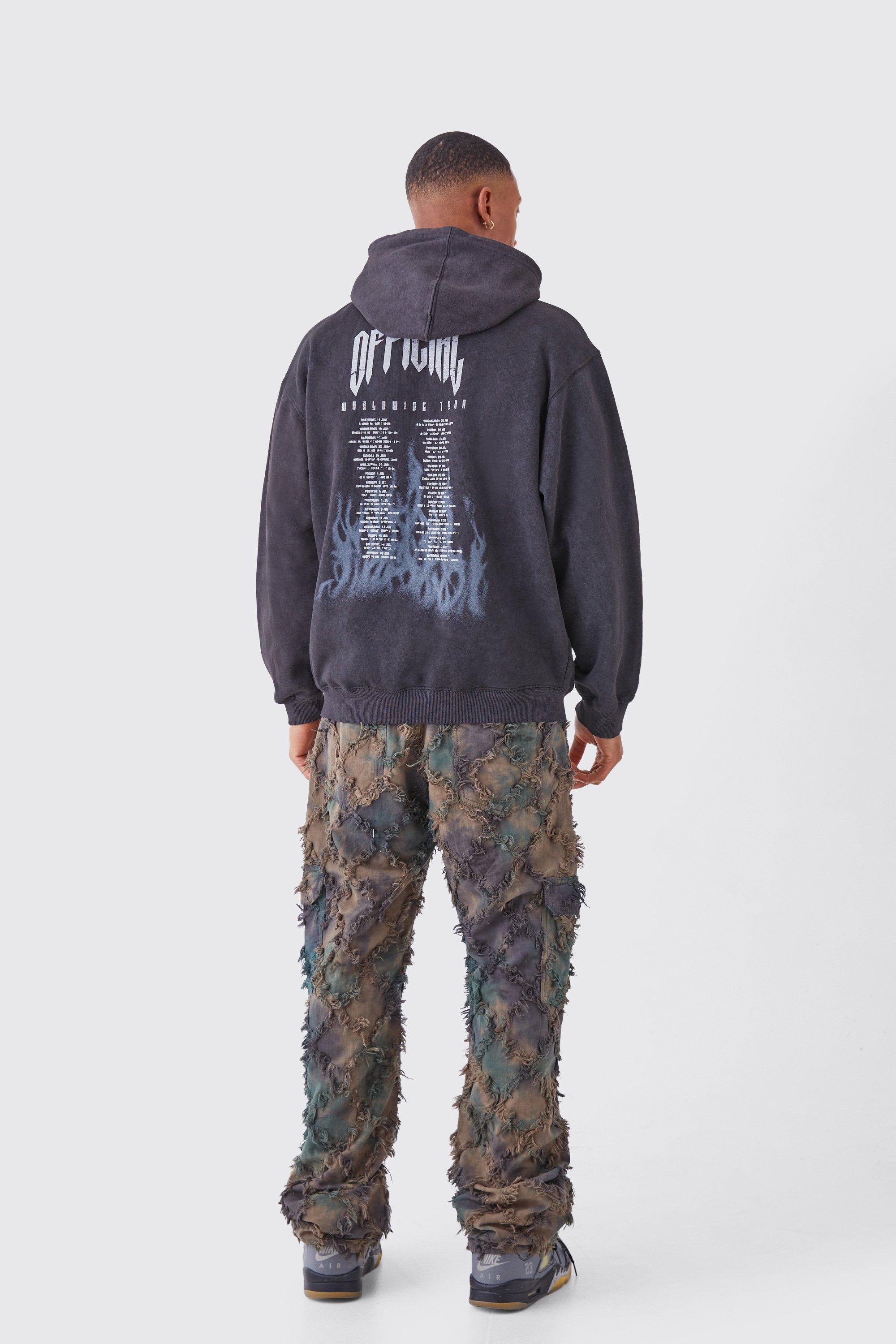 Oversized Acid Wash Graphic Hoodie boohoo