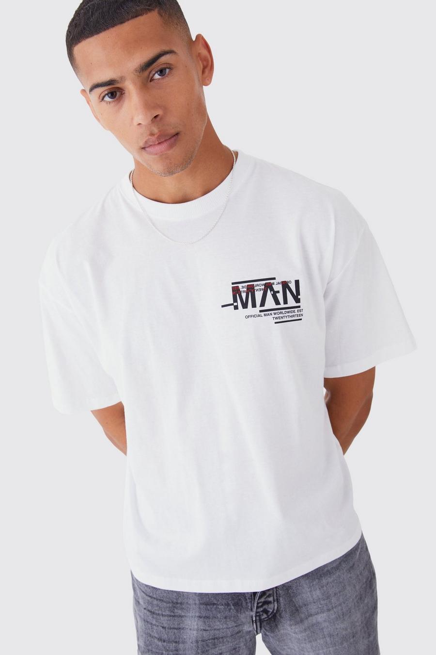 White Boxig t-shirt med grafiskt tryck image number 1