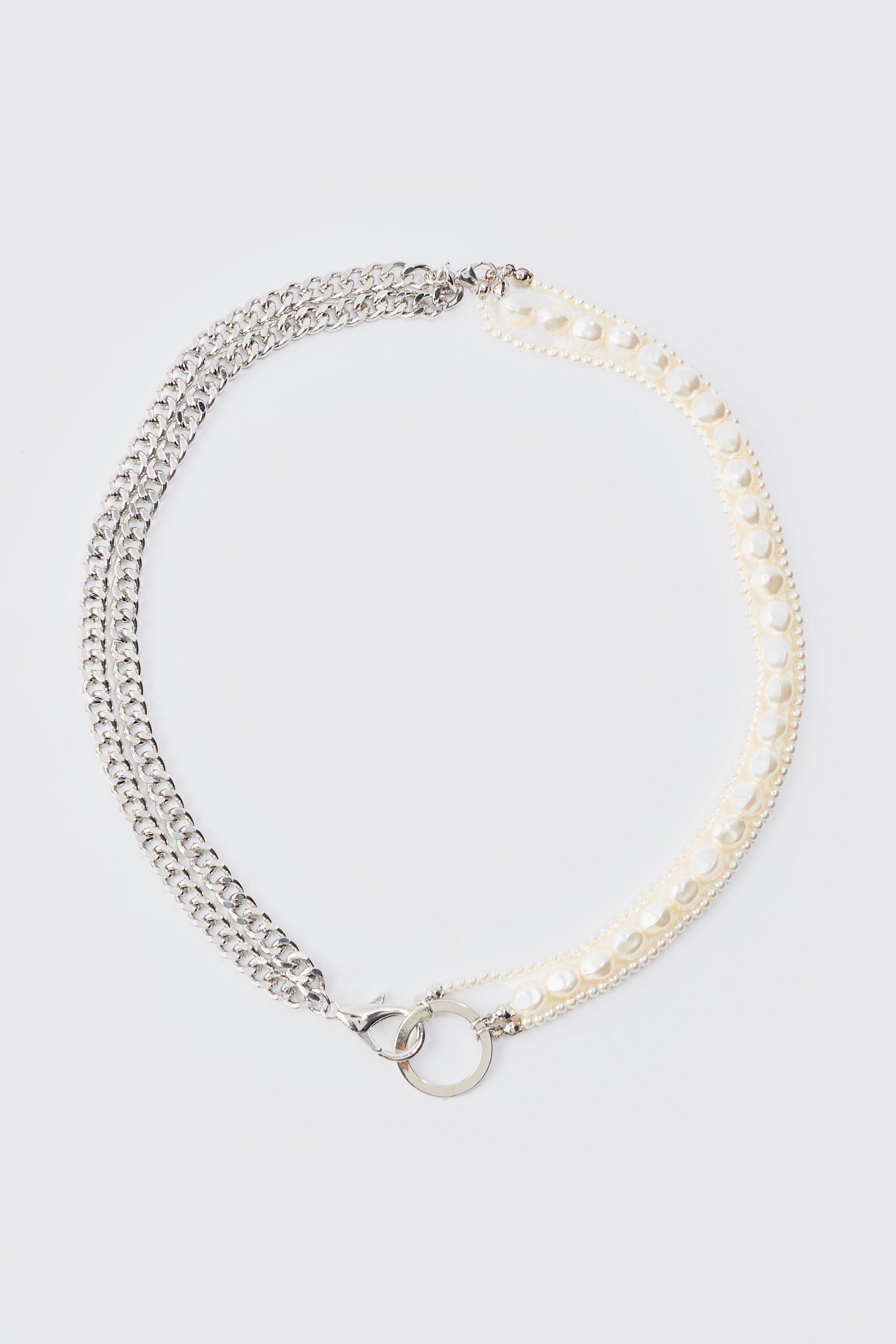 Half chain deals half pearl necklace