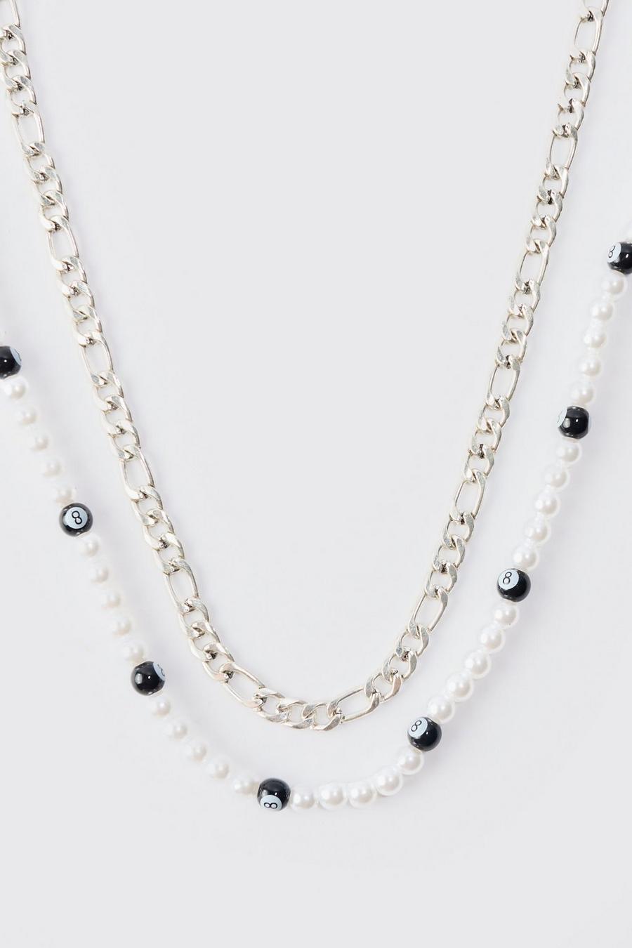 Silver Dubbele Ketting (8 Ball) image number 1
