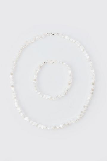 Pearl Bead Necklace And Bracelet white