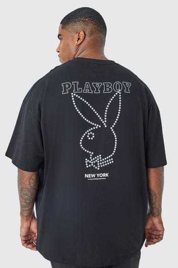 Plus Playboy Rhinestone License T-shirt black