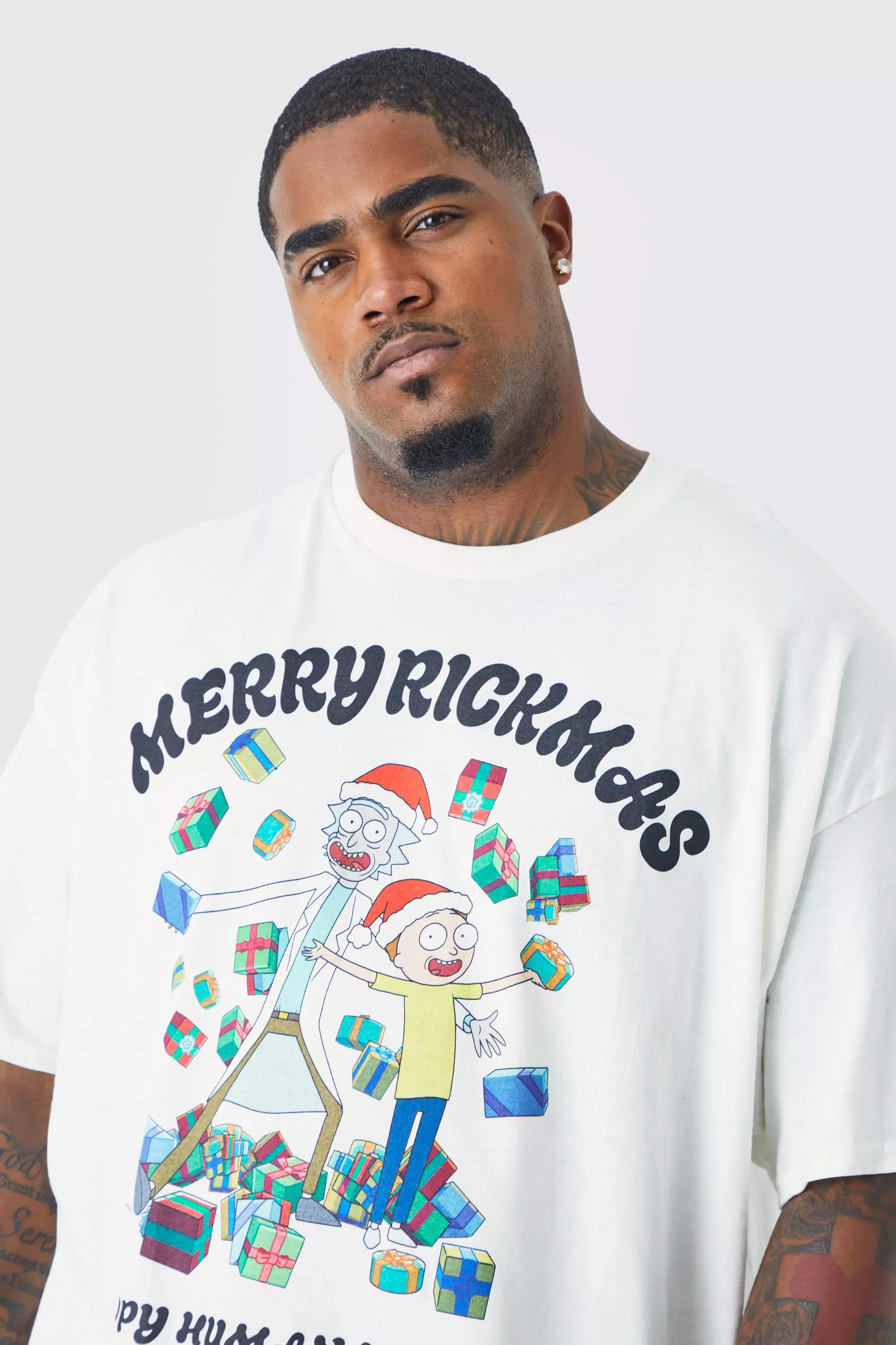 Plus Oversized Christmas Rick And Morty License T shirt