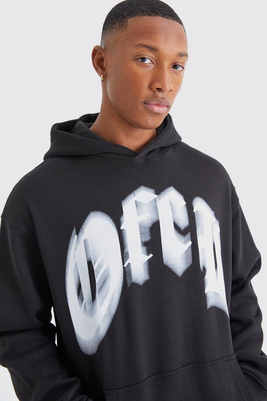 Black Oversize hoodie med grafiskt tryck