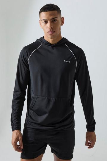 Man Active Geo Jacquard Lightweight Regular Fit Hoodie black