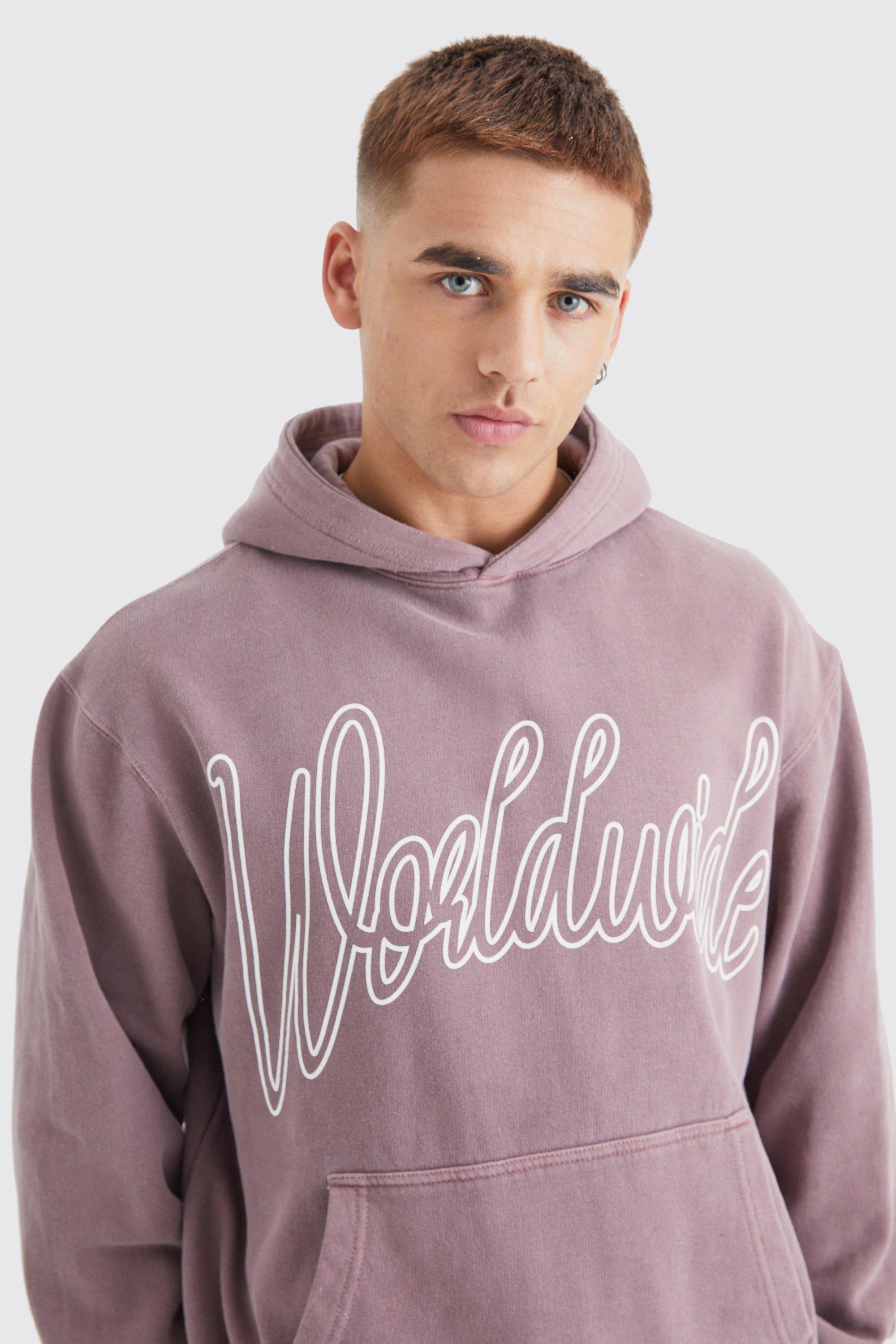 Oversized Overdyed Worldwide Hoodie boohoo