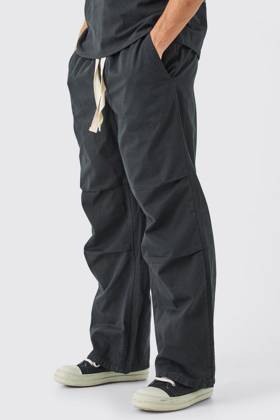 Lockere Hose mit elastischem Bund und Kontrast-Kordelzug, Charcoal