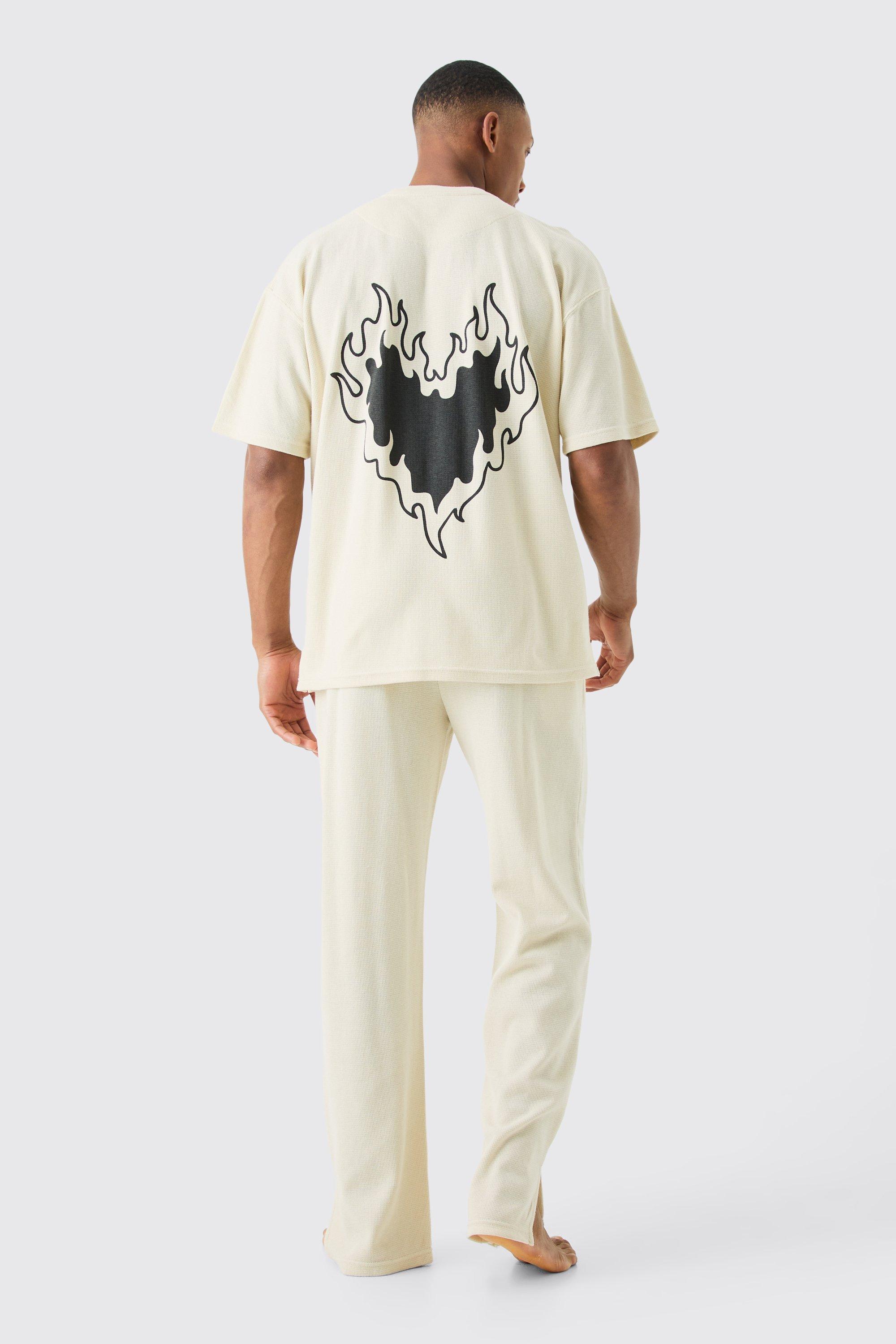 Waffle Heart Print Lounge T shirt Jogger Set boohoo IE