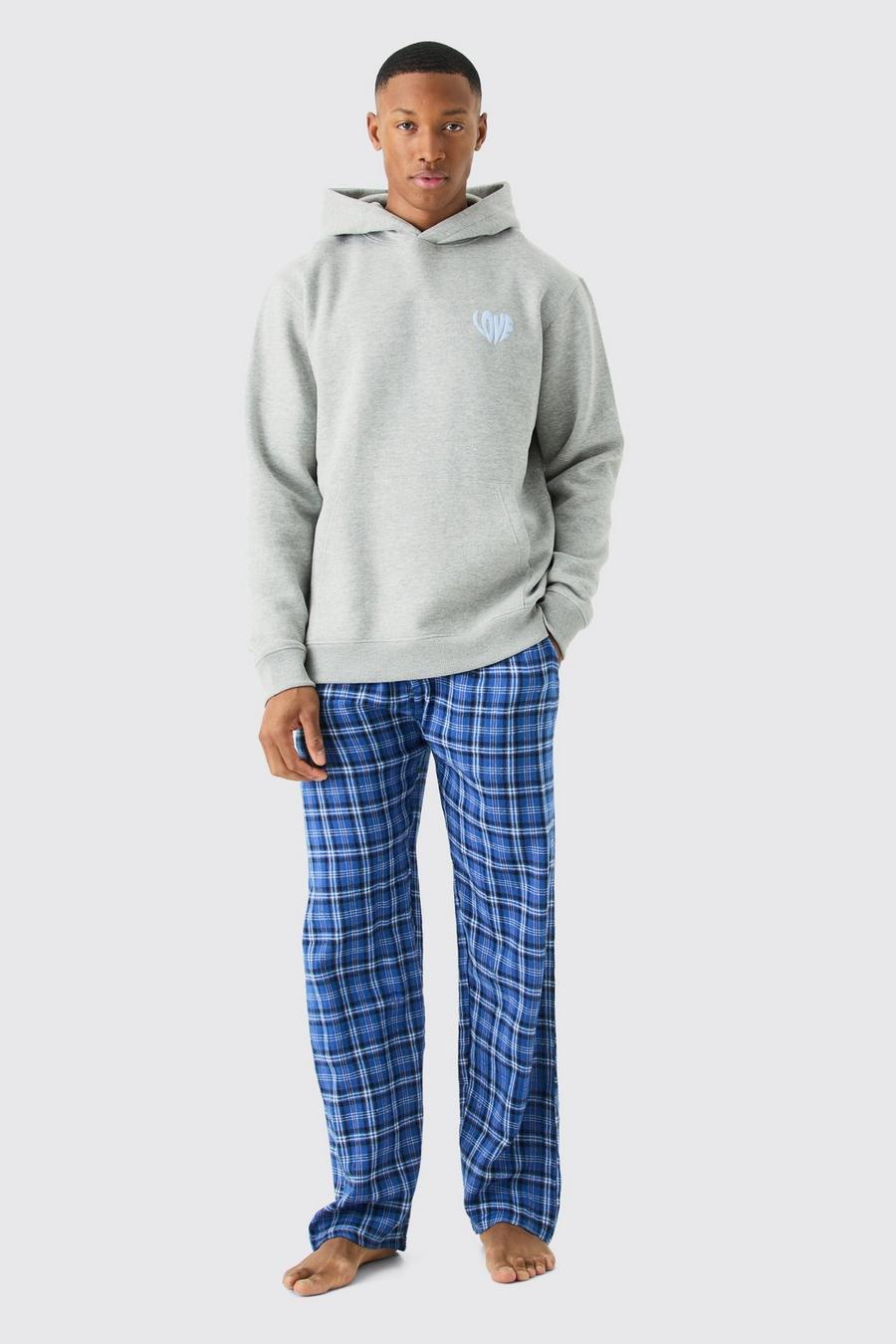 Love Hoodie & Flannel Loungewear-Hose, Blue image number 1