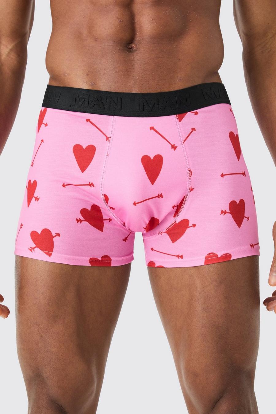Boxershorts mit Herz-Slogan, Pink