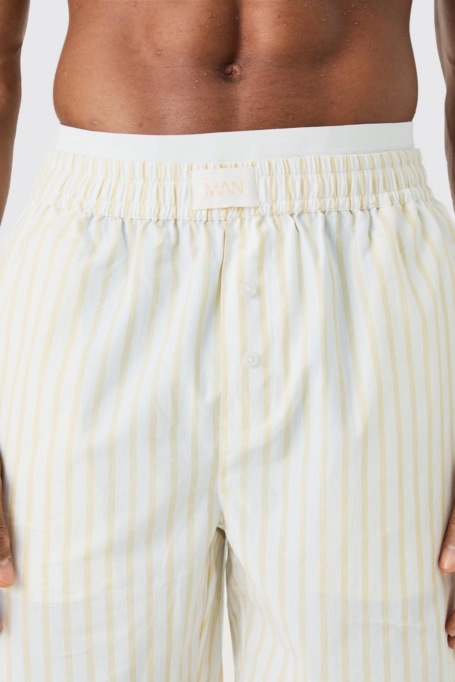 White Woven Stripe Double Waistband Short image number 1