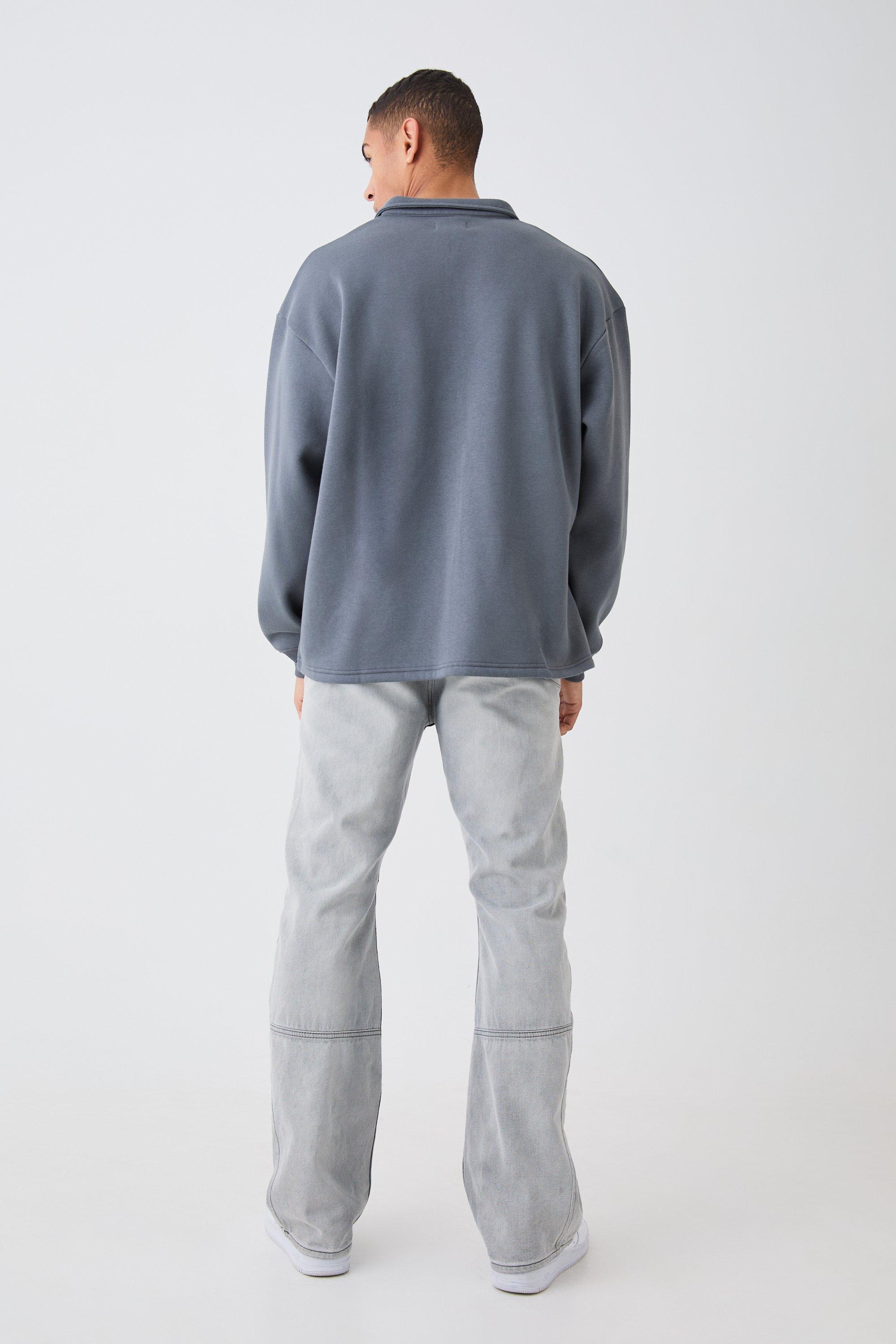 Oversized Revere Rugby Sweatshirt Polo | boohoo USA