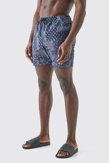 Mid Length Bandana Swim Short blue