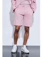 Pantalón corto entallado efecto lana, Pink