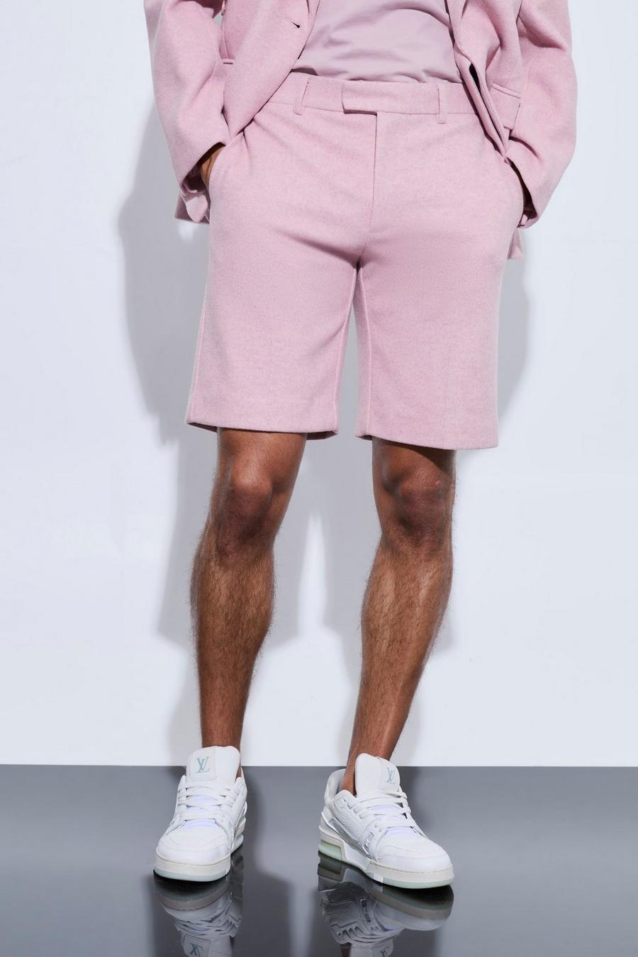 Pantalón corto entallado efecto lana, Pink image number 1