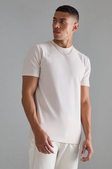 Slim Ottoman Rib T-Shirt peach