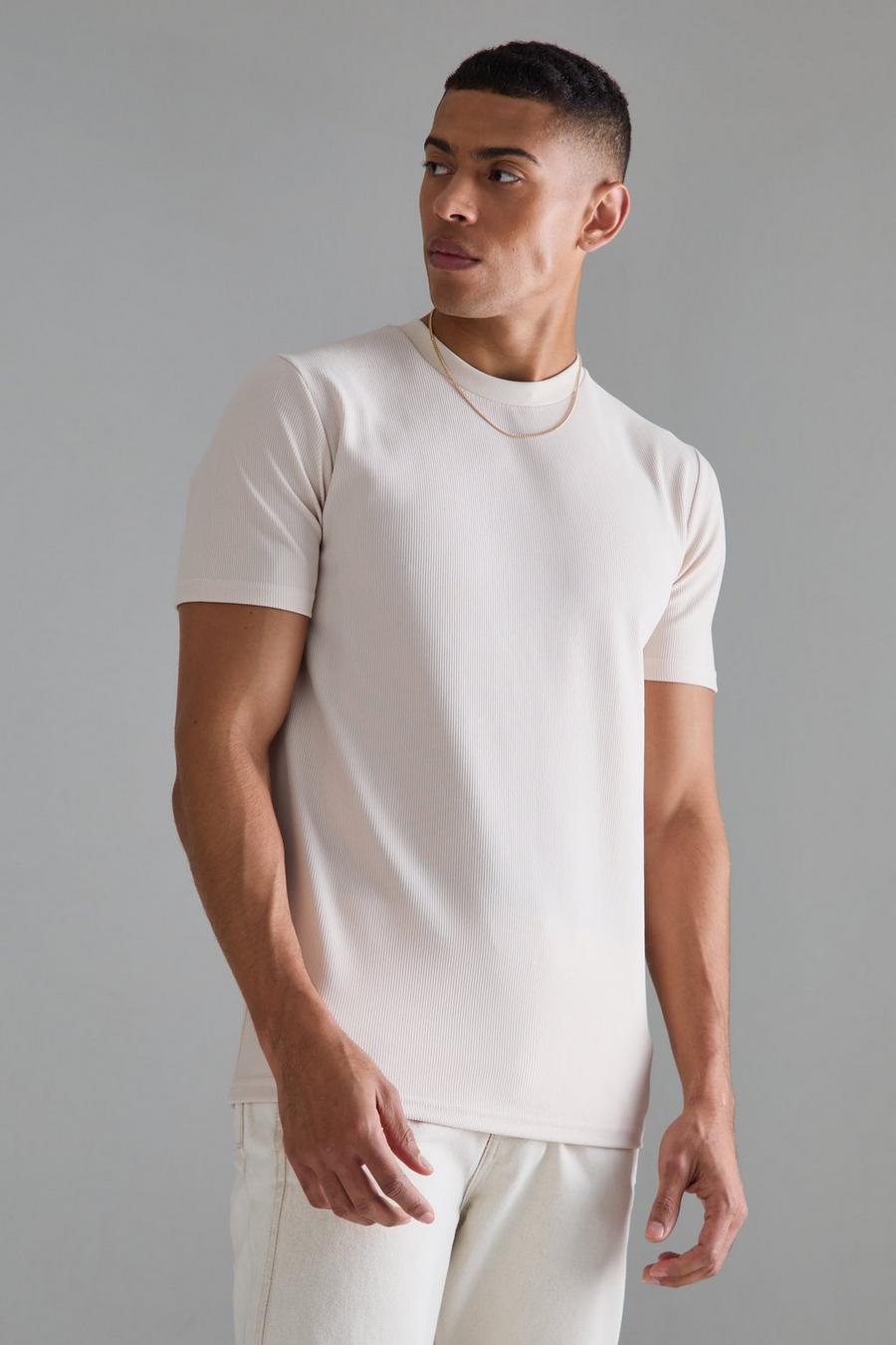 Slim-Fit Ottoman T-Shirt, Peach image number 1