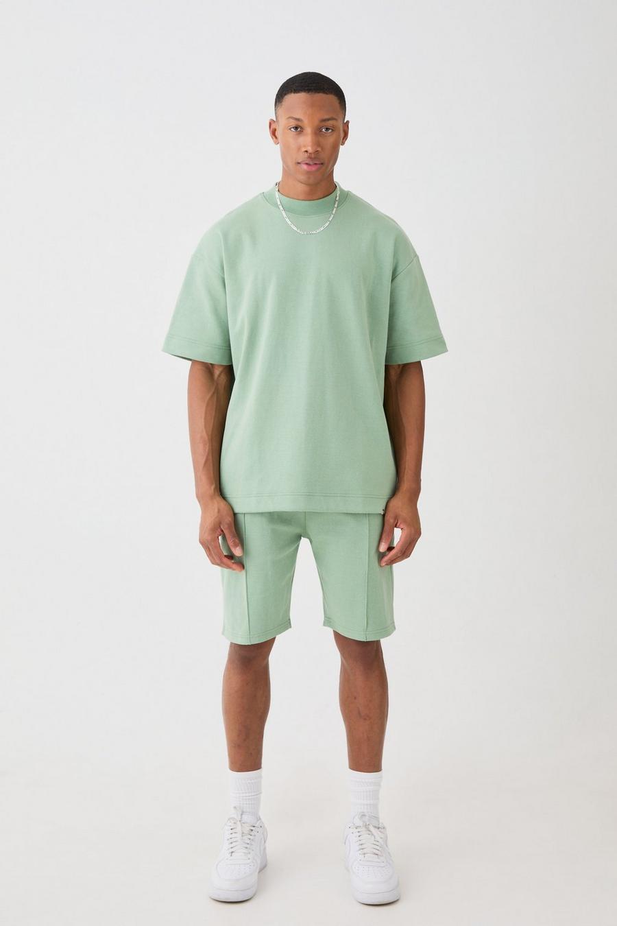 Set T-shirt oversize & pantaloncini Interlock, Sage image number 1