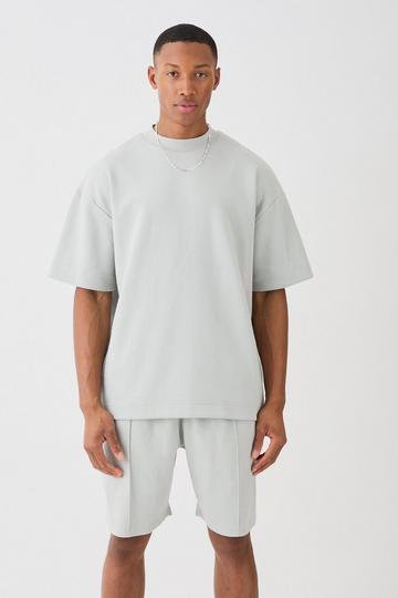 Oversized T-shirt & Short Interlock Set light grey