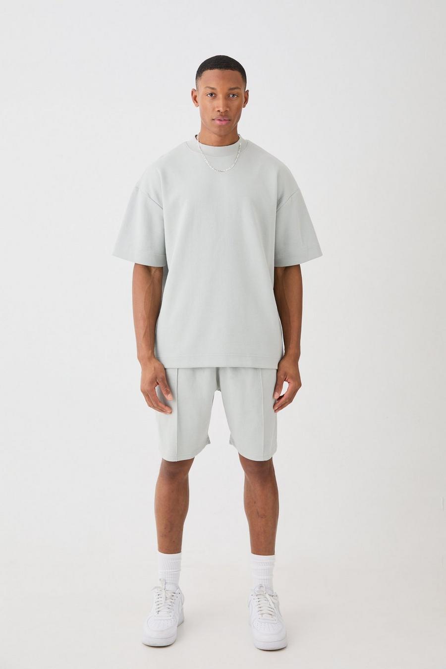 Light grey Oversize t-shirt och shorts med interlock image number 1