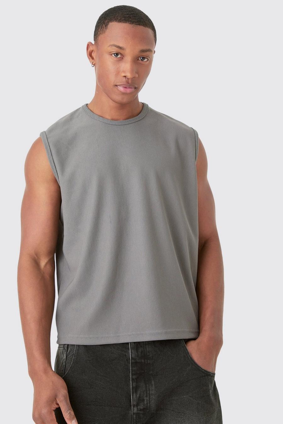 Slim-Fit Ottoman Tanktop, Charcoal image number 1