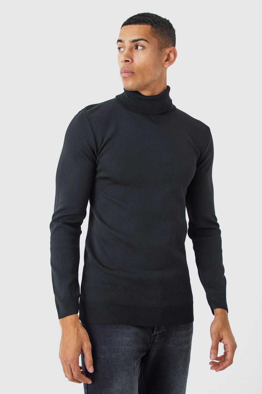 Black Muscle Turtleneck Sweater