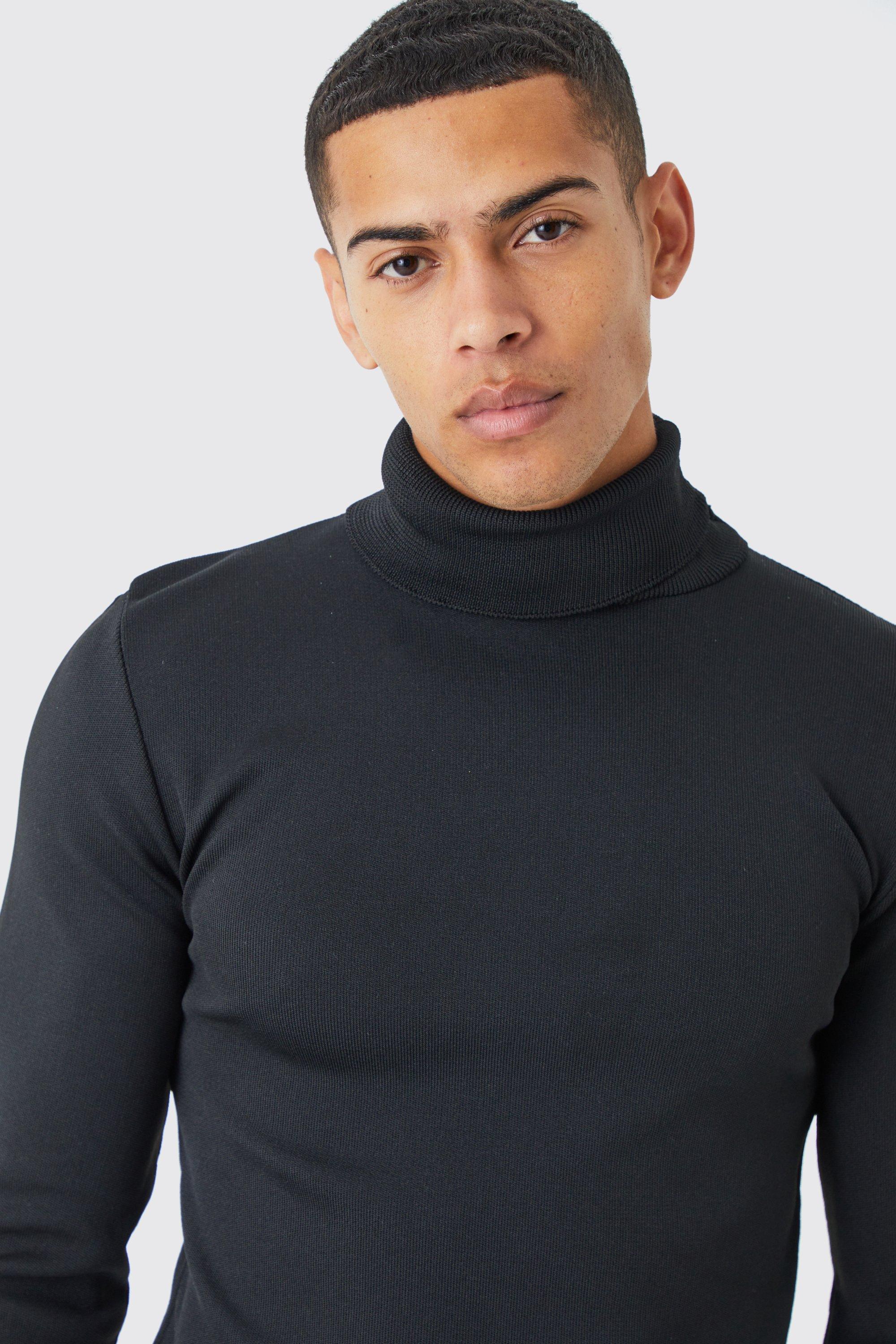 Muscle Roll Neck Ribbed Jumper