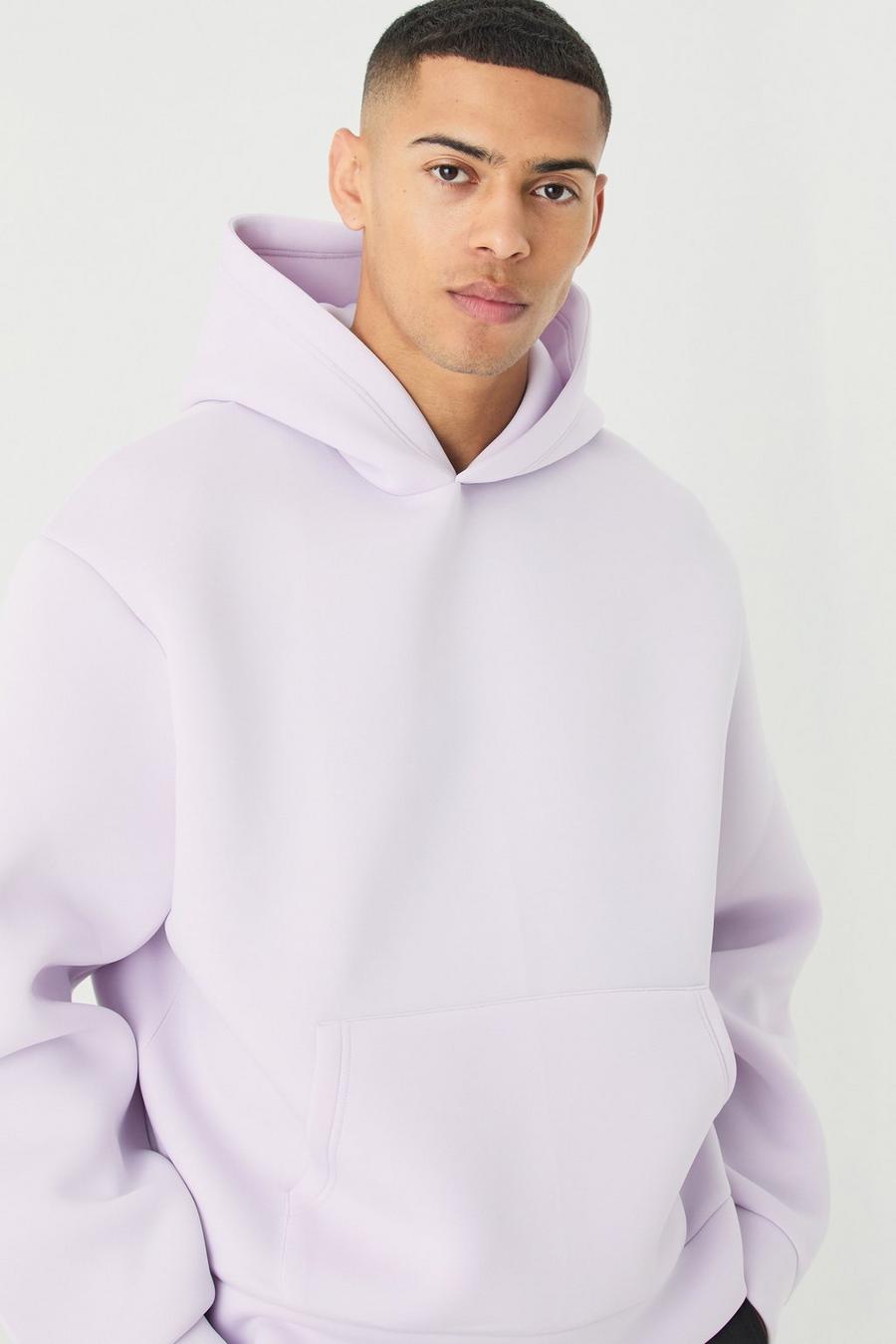Lilac Oversized Boxy Bonded Scuba Hoodie image number 1
