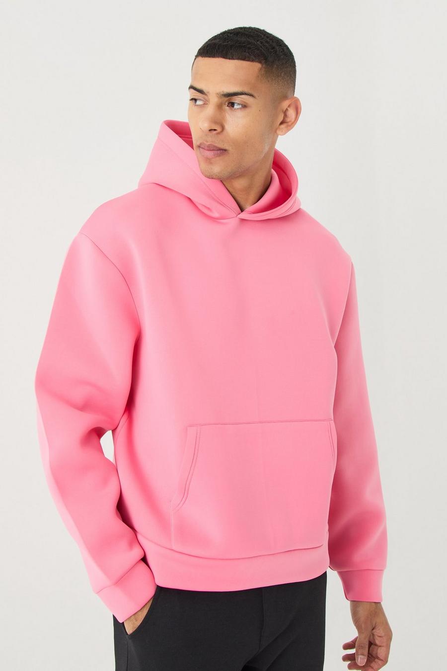 Pink Oversized Boxy Scuba Hoodie image number 1