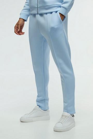 Blue Slim Tapered Cropped Bonded Scuba Jogger