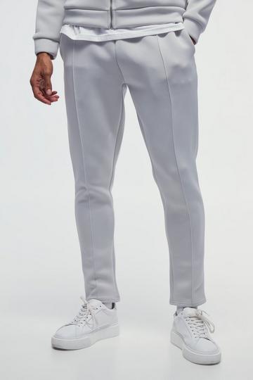 Slim Tapered Cropped Bonded Scuba Jogger light grey