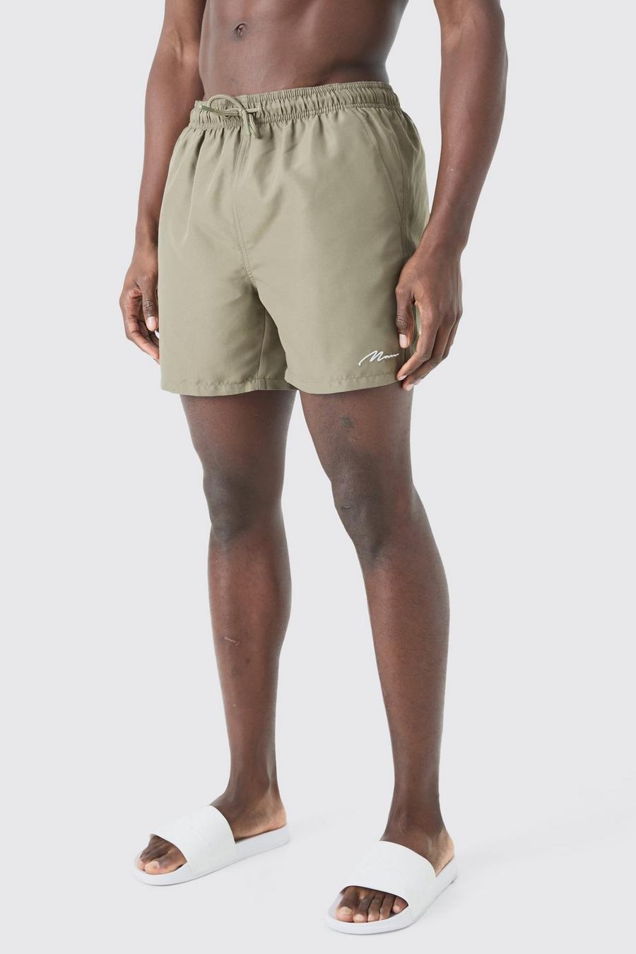 Khaki Man Signature Mellanlånga badshorts