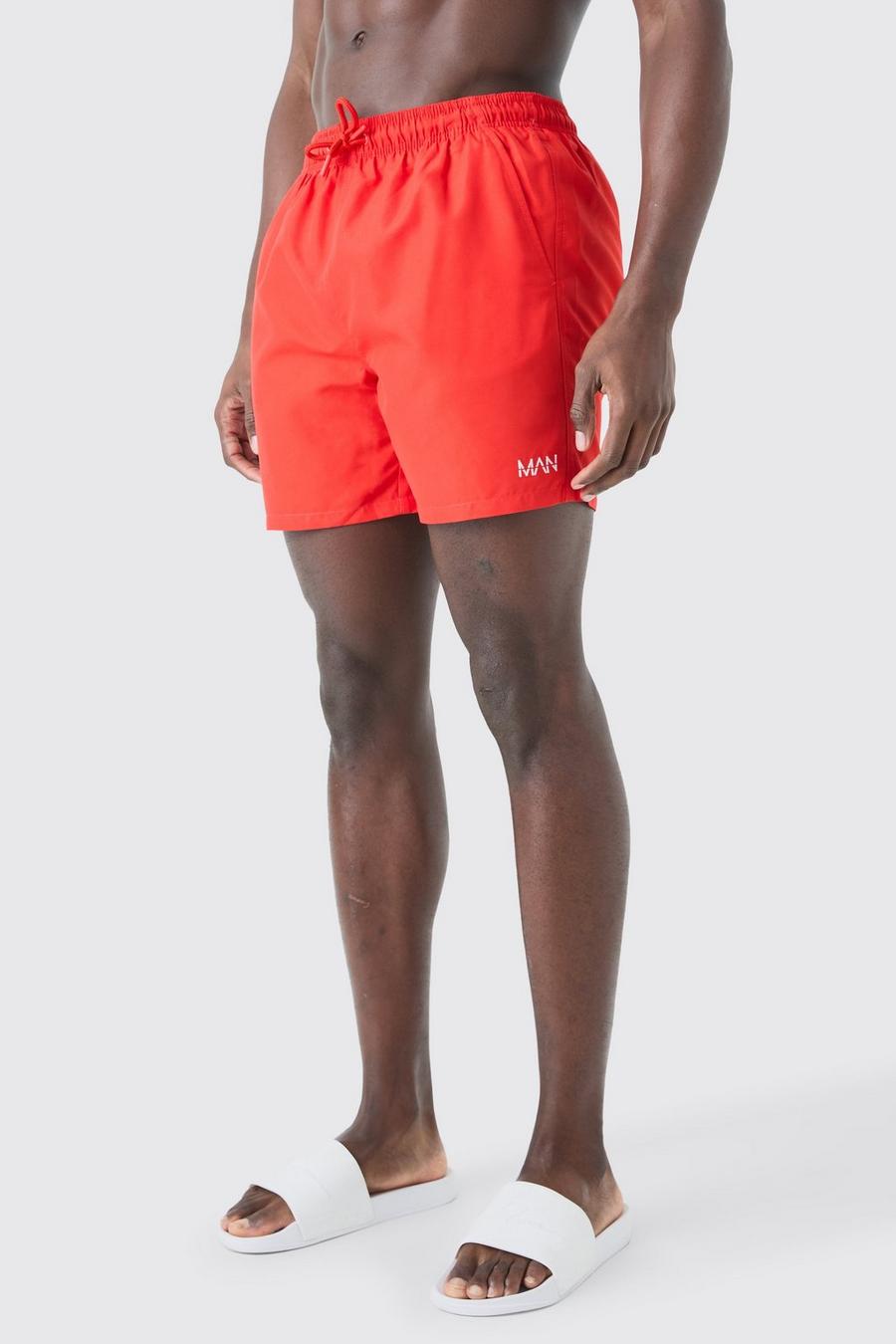 Red Original Man Mid Length Swim Short