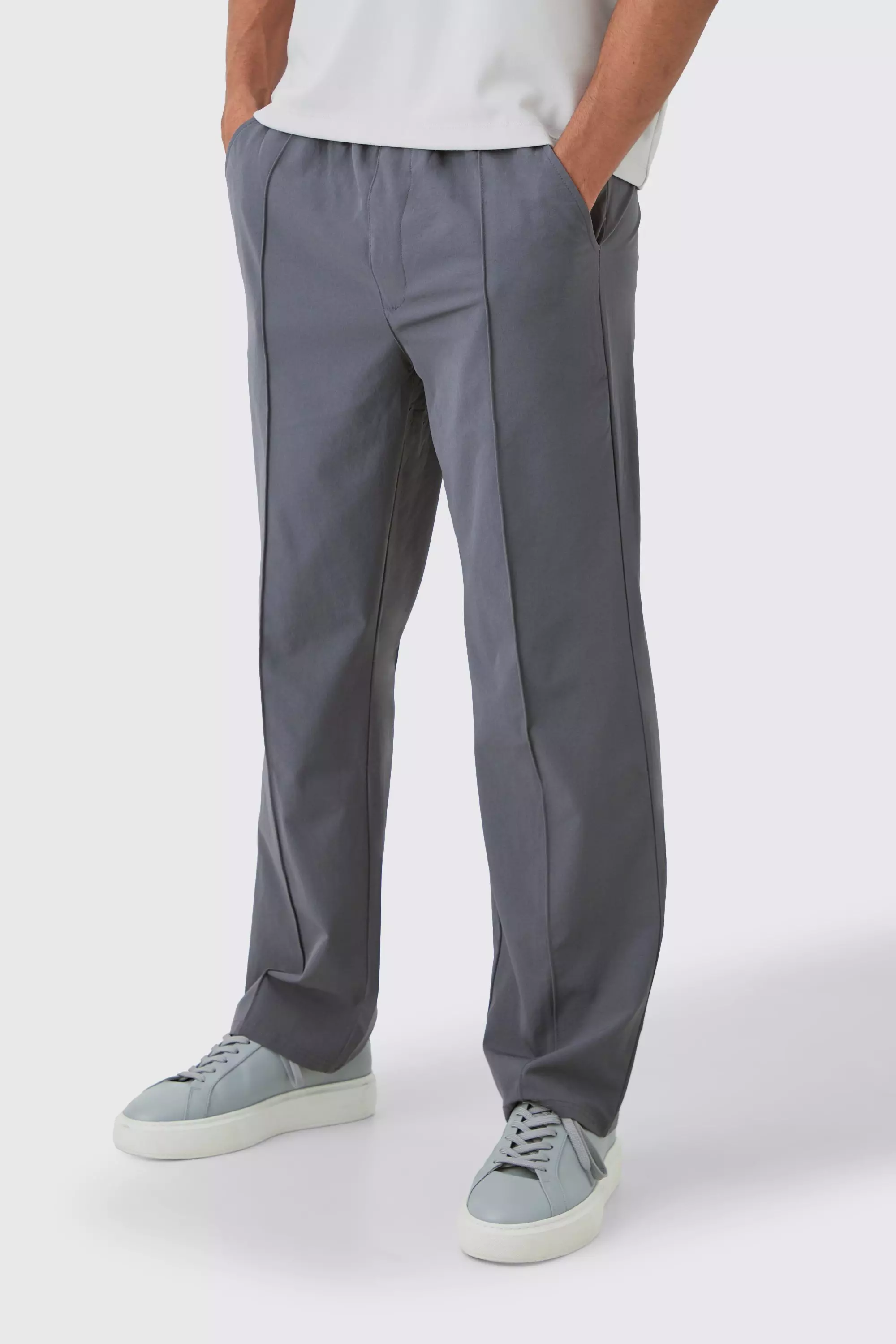 Charcoal Elasticated Technical Stretch Relaxed Pintuck Trouser alternative image