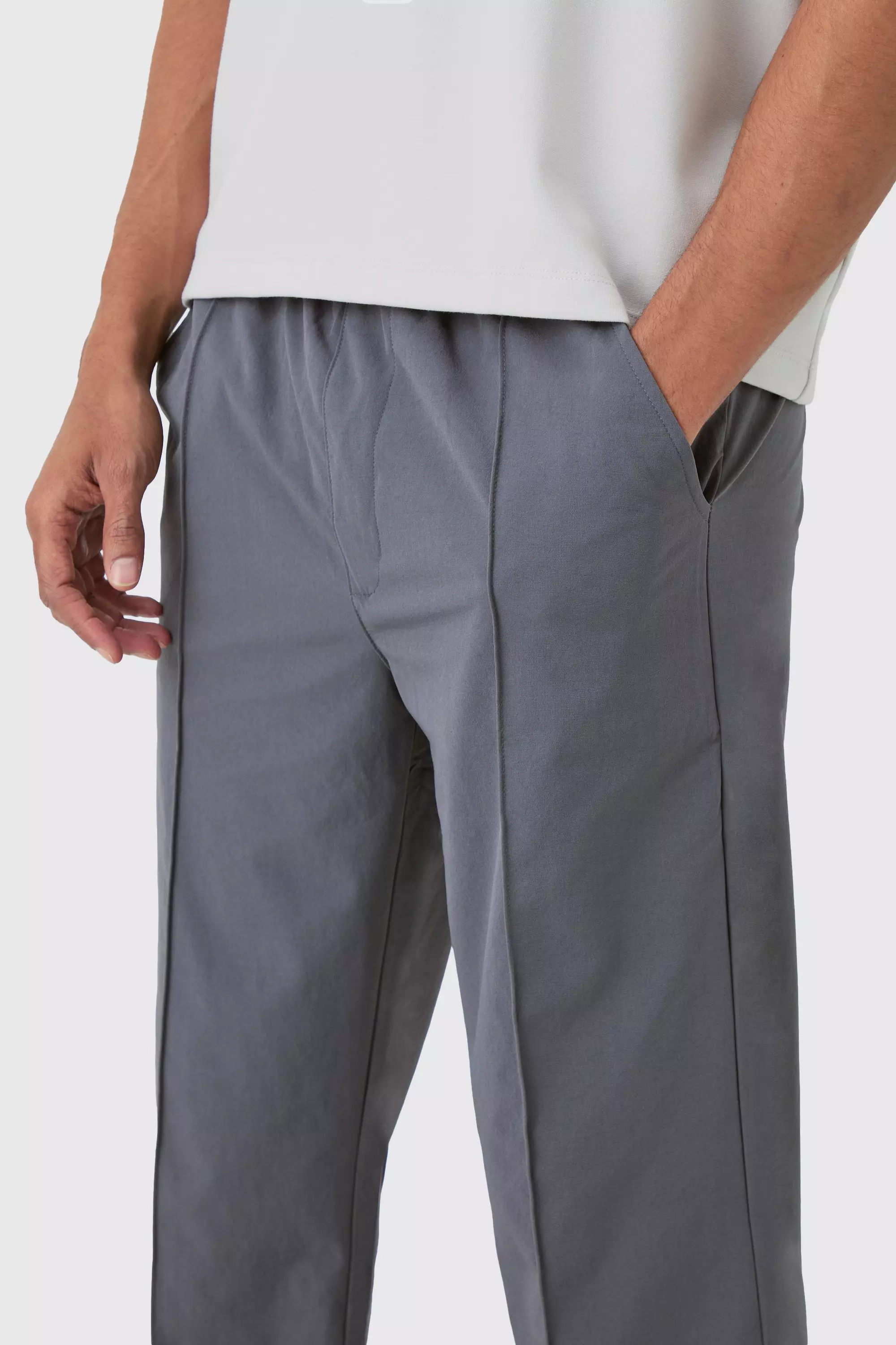 Charcoal Elasticated Technical Stretch Relaxed Pintuck Trouser alternative image